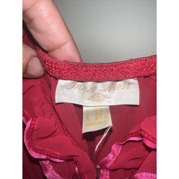 VintagInner Most Pink Lingerie Negligee Large Trim Babydoll Sheer - Picture 3 of 7